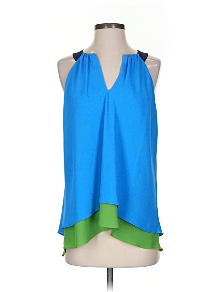 Pre-owned Adrianna Papell Sleeveless Blouse In Blue