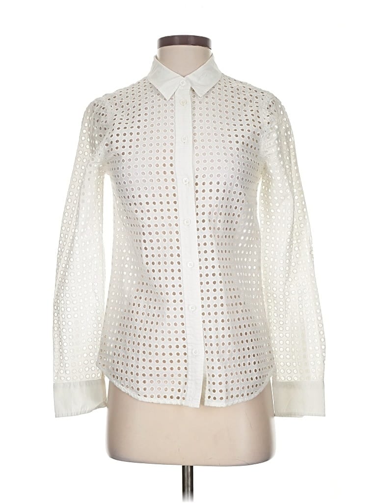 Pre-owned Equipment Long Sleeve Blouse In White