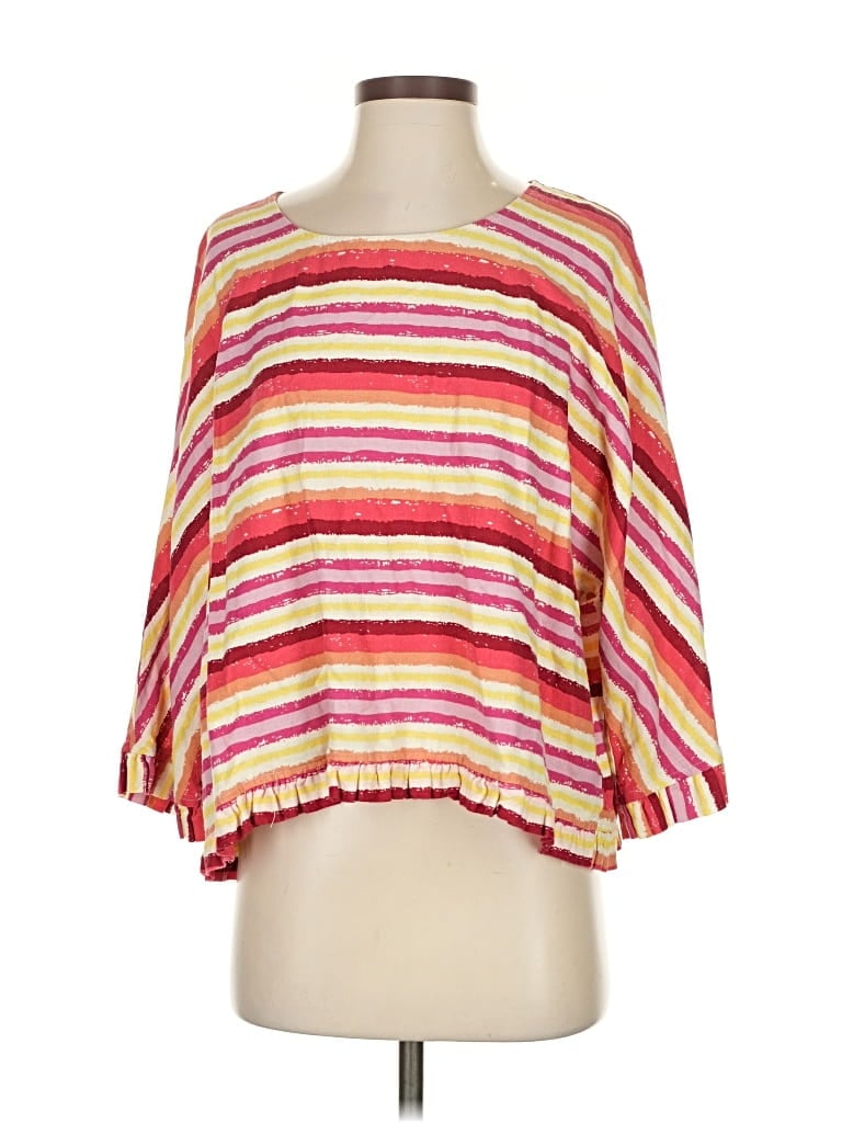 Pre-owned For Cynthia Short Sleeve Top Pink Square Neckline Tops