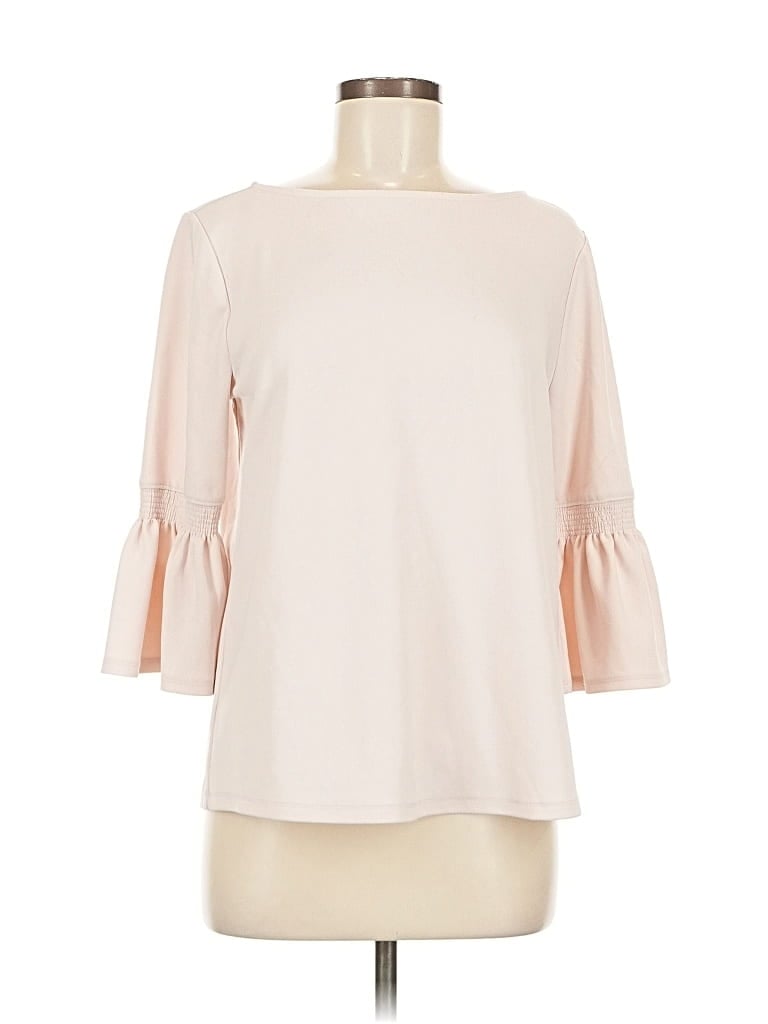 Pre-owned Ann Taylor Factory 3/4 Sleeve Top Pink Boatneck Tops