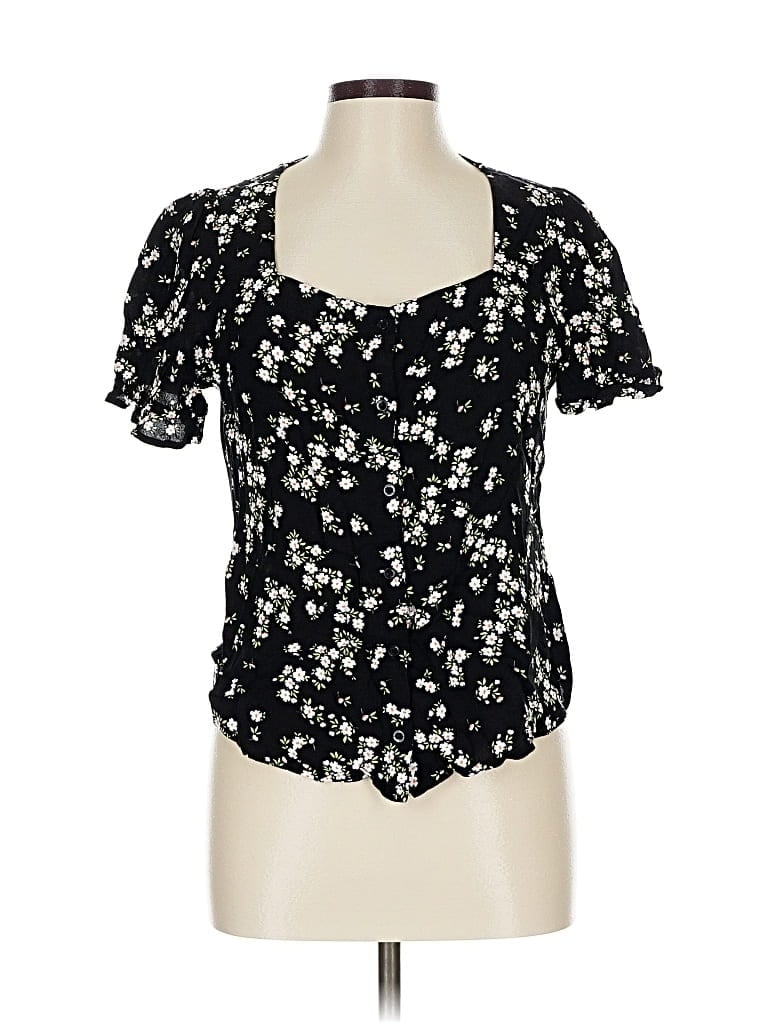 Pre-owned Elodie Short Sleeve Top Black Sweetheart Neckline Tops
