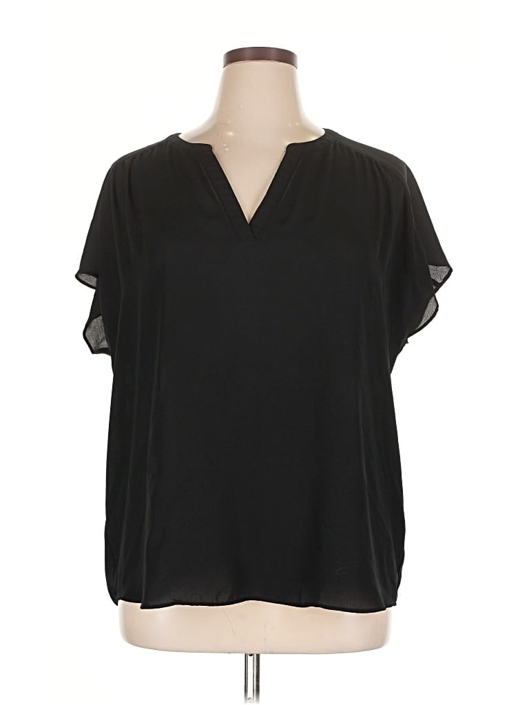 Pre-owned Banana Republic Factory Store Short Sleeve Blouse In Black