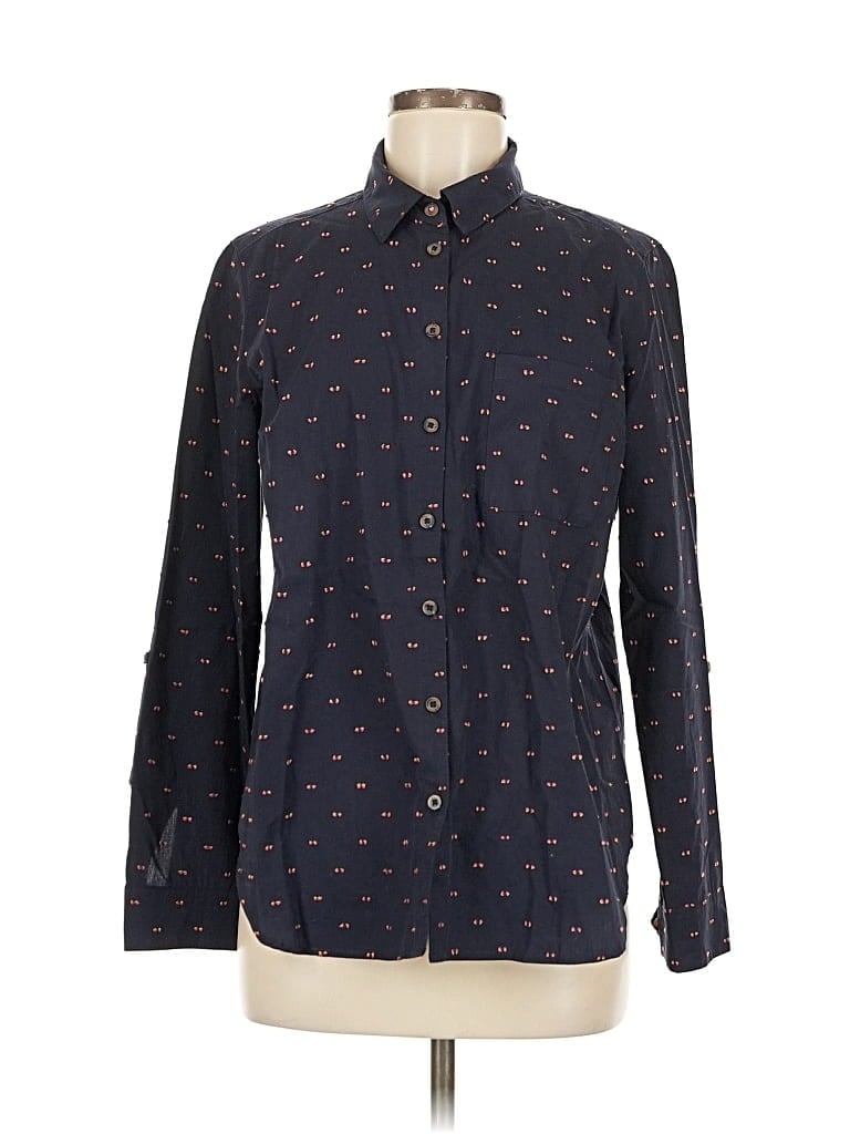 Pre-owned Maeve By Anthropologie Long Sleeve Button Down Shirt In Blue