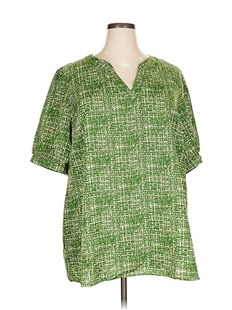 Bloomchic Short Sleeve Blouse In Green