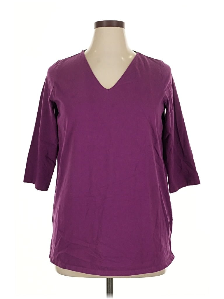 Pre-owned Woman Within 3/4 Sleeve T-shirt In Purple