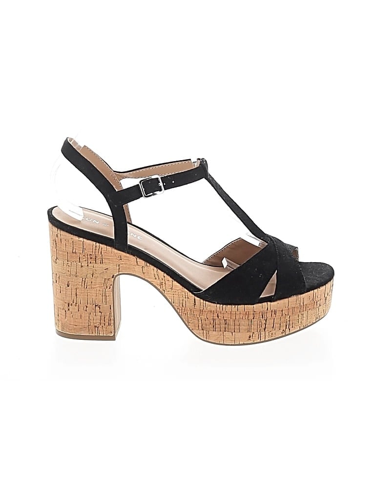 Pre-owned Sun + Stone Sandals In Black