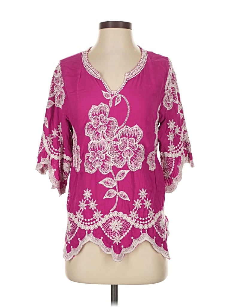 Pre-owned Solitaire 3/4 Sleeve Blouse In Pink