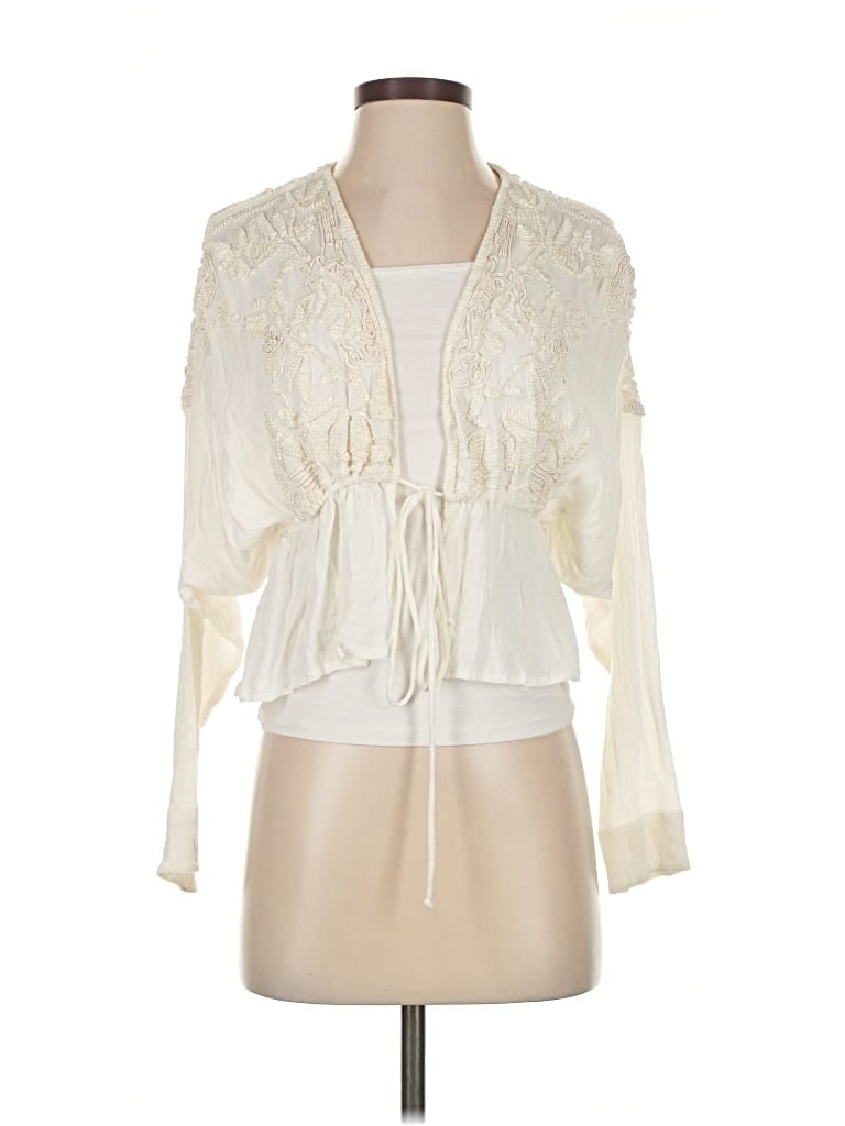 Pre-owned Free People Long Sleeve Blouse In White