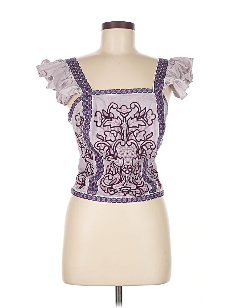 Pre-owned Let Me Be Short Sleeve Top Purple Sweetheart Neckline Tops