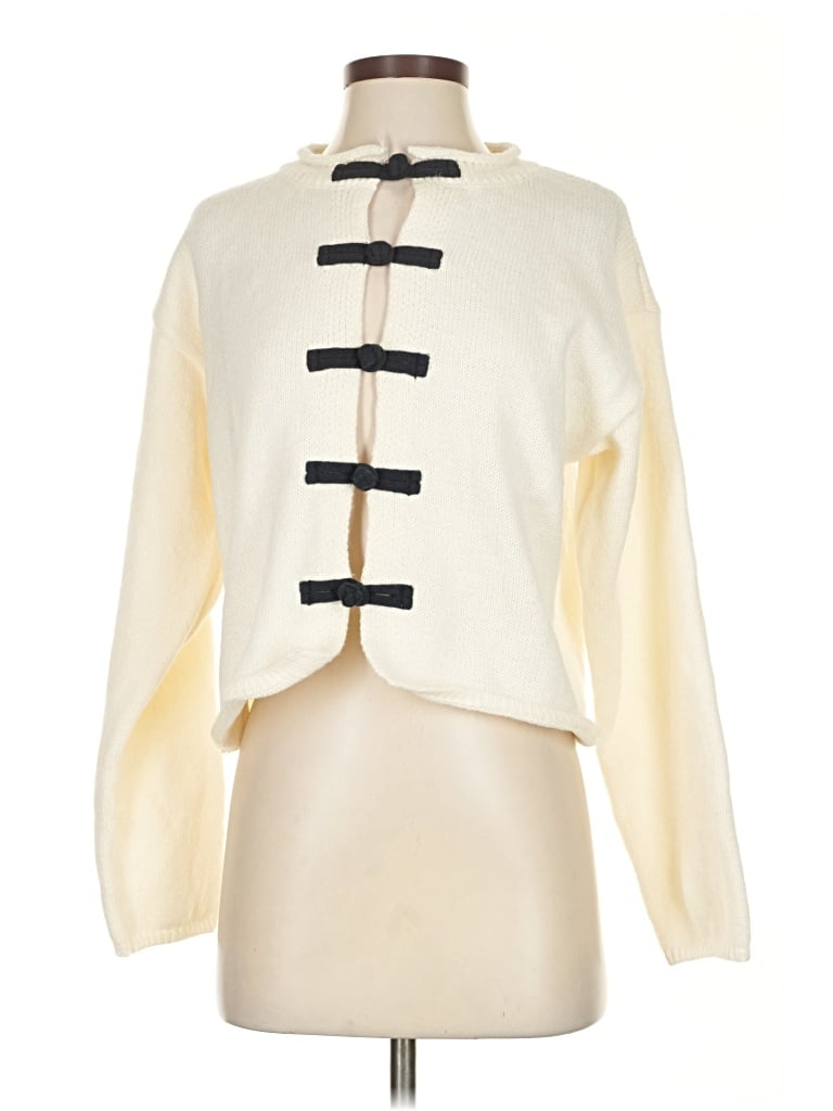 Pre-owned Line & Dot Cardigan Sweater In White