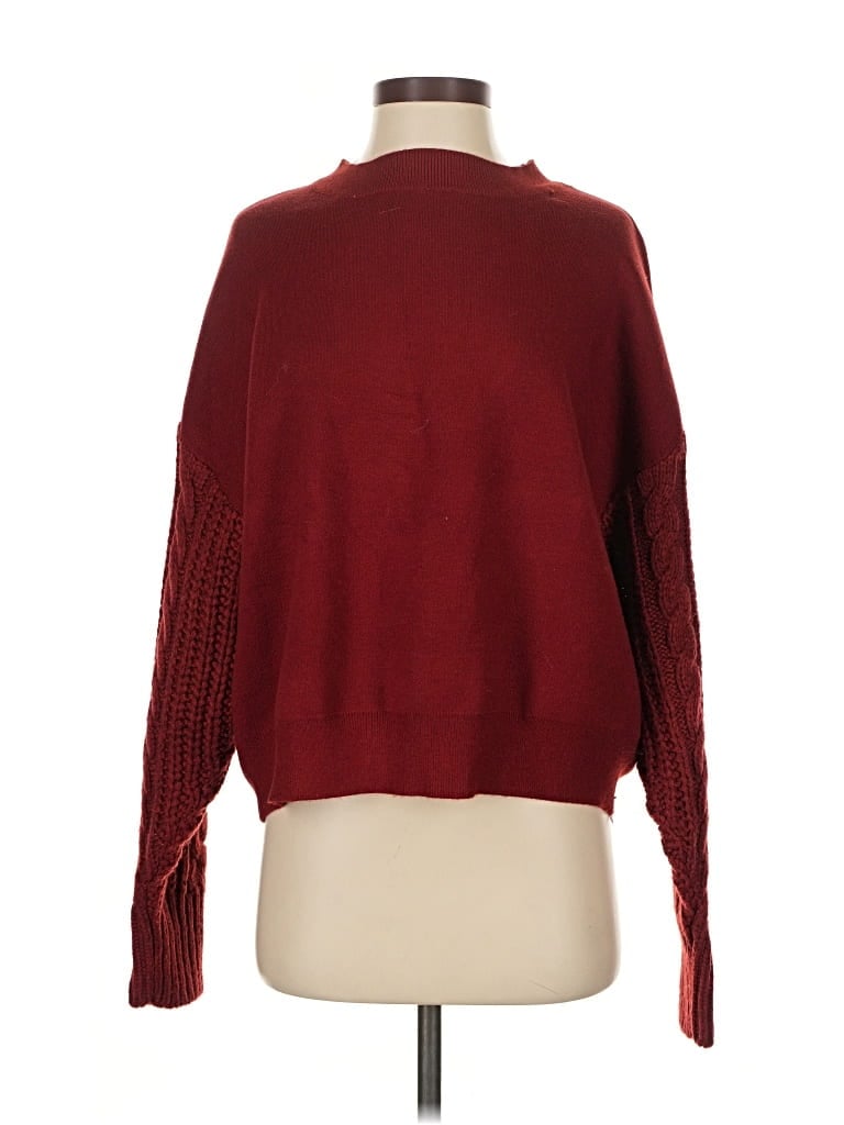 Pre-owned Zara Pullover Sweater In Burgundy
