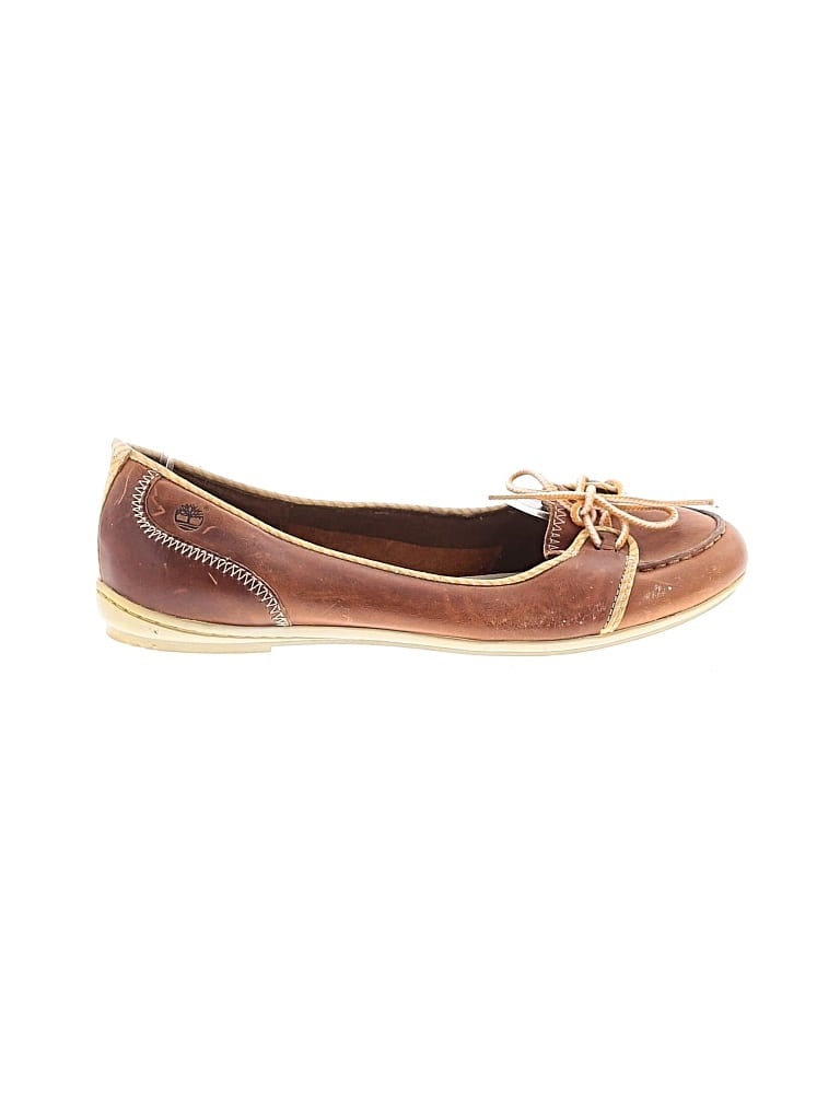 Pre-owned Timberland Flats In Brown