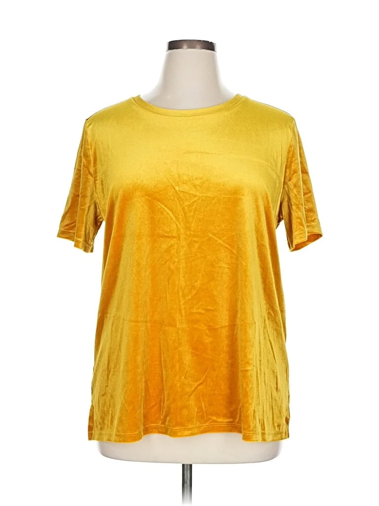 Pre-owned Old Navy Short Sleeve Top Gold Metallic Pattern Crew Neck Tops