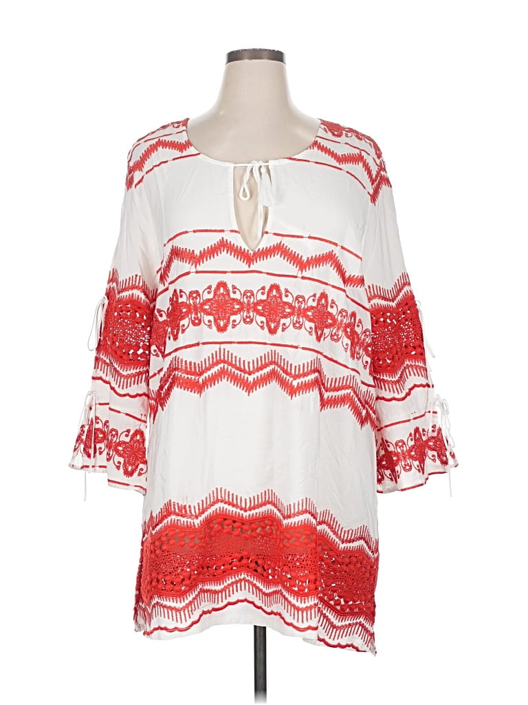 Pre-owned La Blanca 3/4 Sleeve Blouse In Red