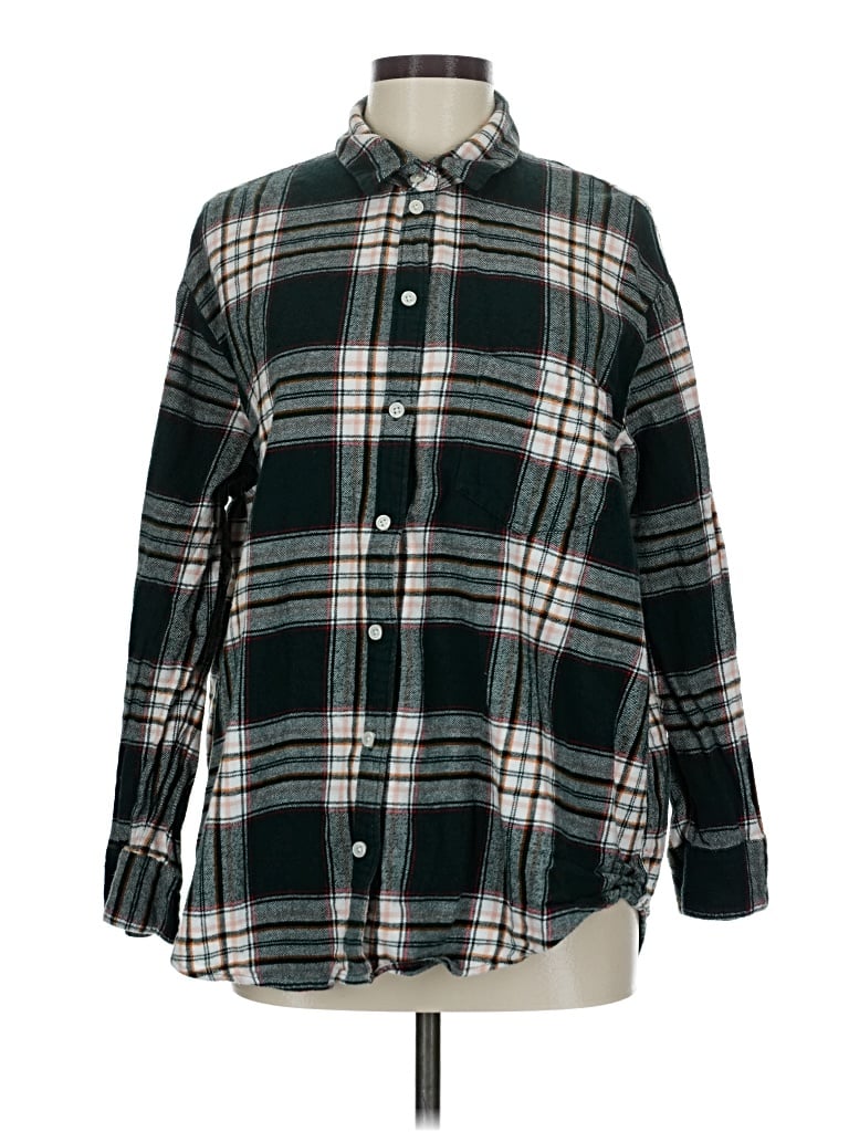 Pre-owned Old Navy Long Sleeve Button Down Shirt In Green