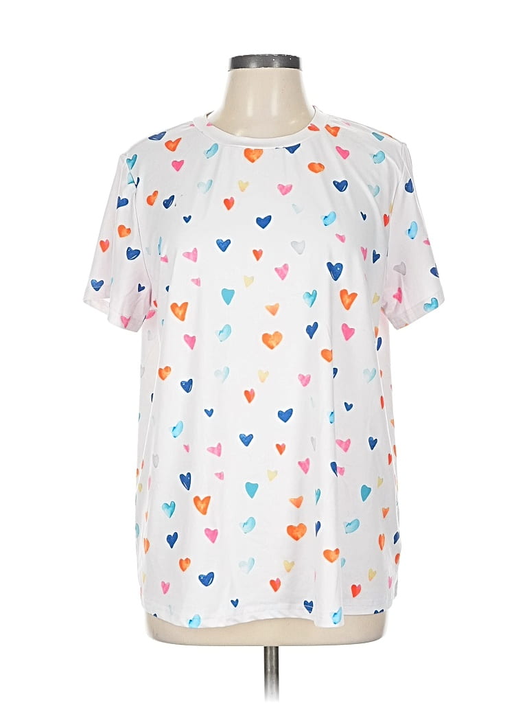 Pre-owned Shein Curve Short Sleeve Blouse In White