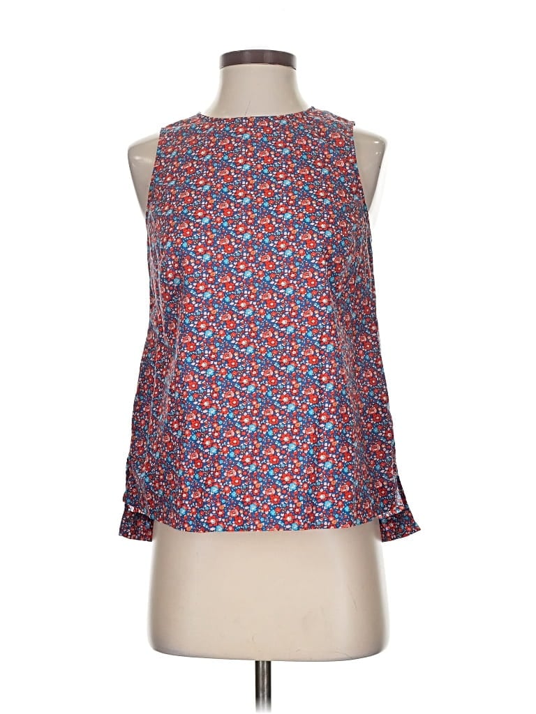 Pre-owned Liberty Art Fabrics For J.crew Tank Top Red Floral Pattern Tops