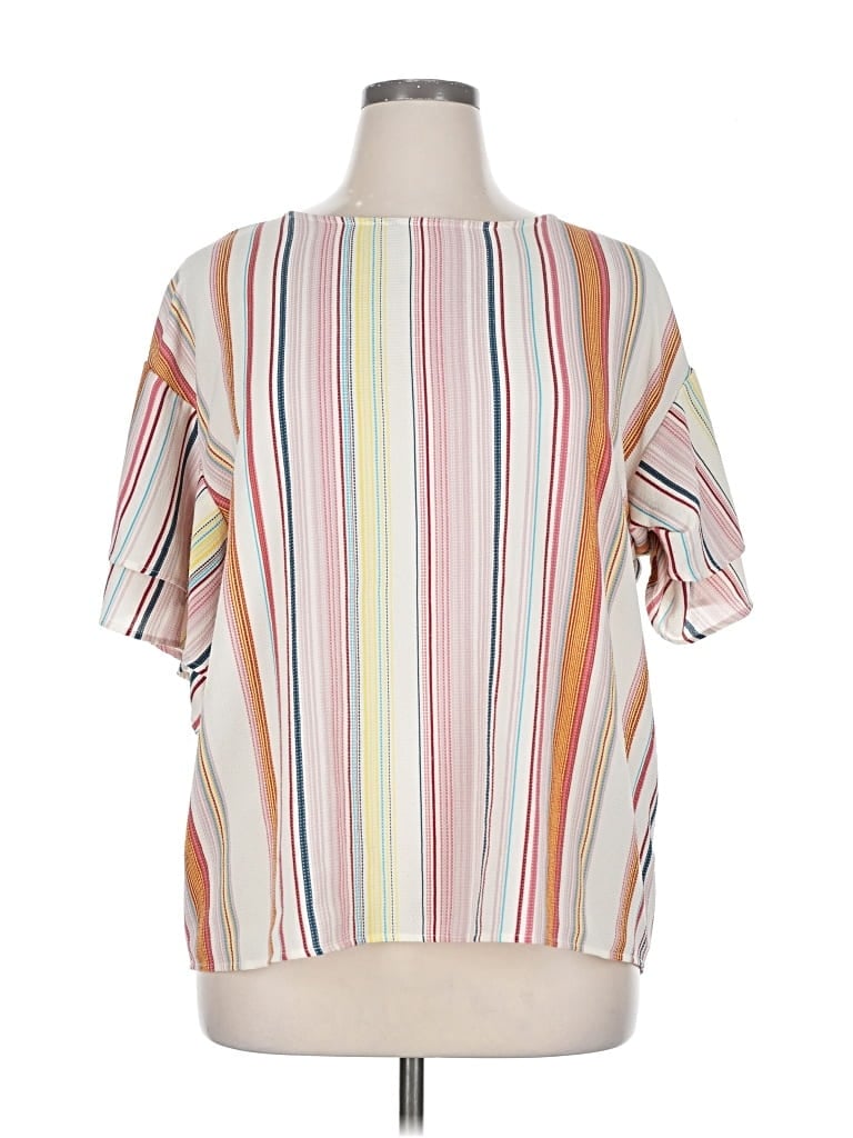 Pre-owned Bobeau Short Sleeve Blouse In White