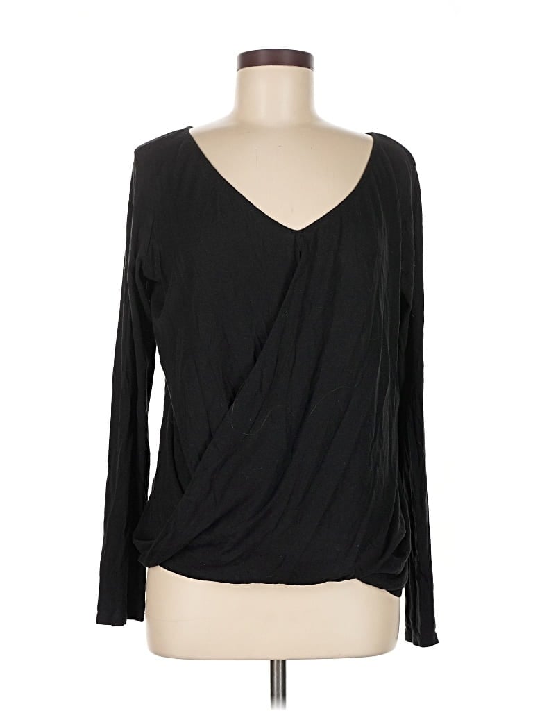 Pre-owned Express Long Sleeve Top Black Plunge Neckline Tops