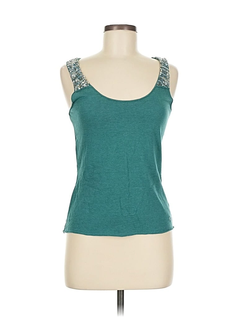 Pre-owned Abercrombie & Fitch Tank Top Teal Sweetheart Neckline Tops In Blue