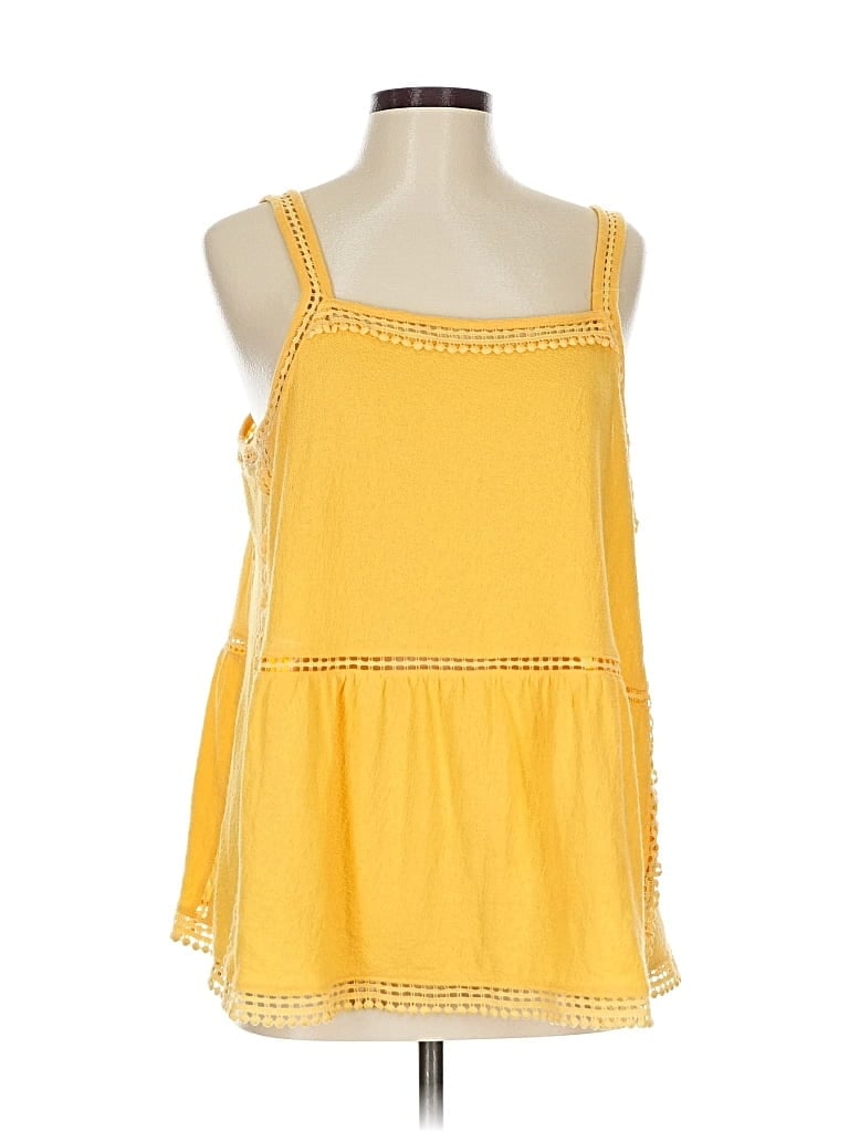 Pre-owned Time And Tru Sleeveless Top Yellow Square Neckline Tops