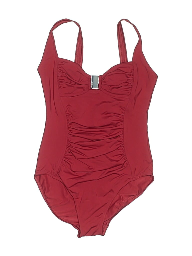 Pre-owned Calvin Klein One Piece Swimsuit In Burgundy