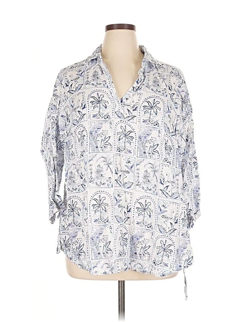 Pre-owned C&c California 3/4 Sleeve Blouse In Blue