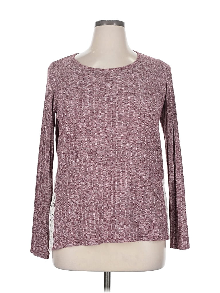 Pre-owned Xhilaration Long Sleeve Top Burgundy Crew Neck Tops