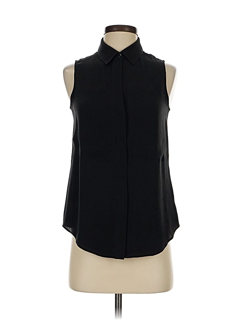 Pre-owned Theory Sleeveless Silk Top Black Halter Neckline Tops