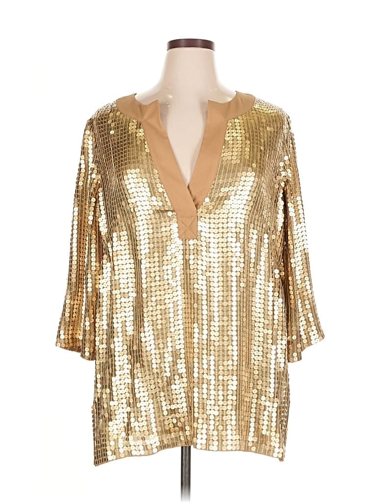 Pre-owned Michael Michael Kors 3/4 Sleeve Blouse In Gold