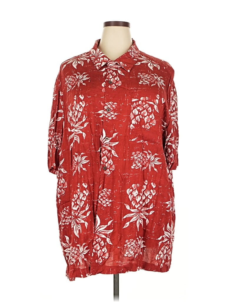 Pre-owned George 3/4 Sleeve Button Down Shirt In Red