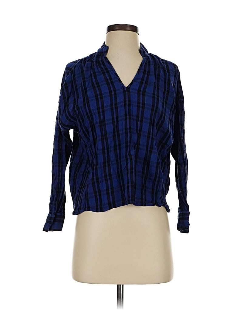 Pre-owned Madewell Long Sleeve Blouse In Blue