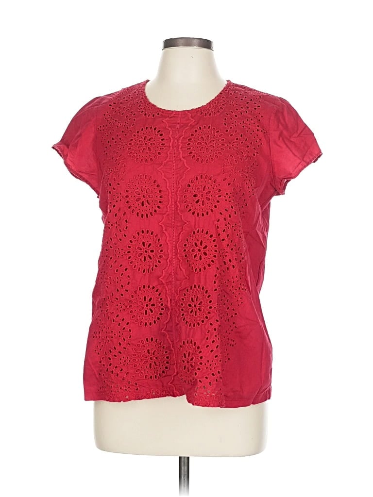 Pre-owned Laura Scott Short Sleeve Blouse In Red