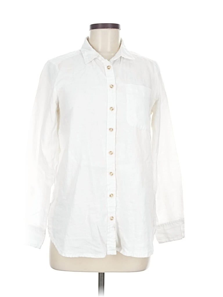 Pre-owned Fatface Long Sleeve Button Down Shirt In White