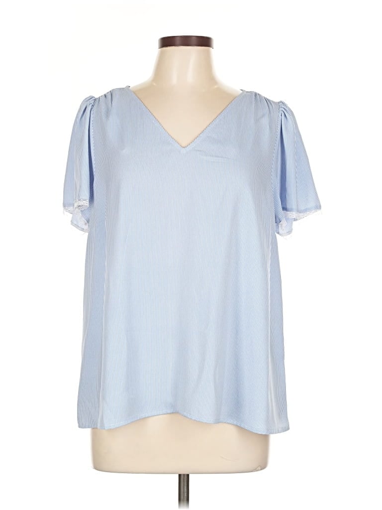 Lc Lauren Conrad Short Sleeve Blouse In Blue