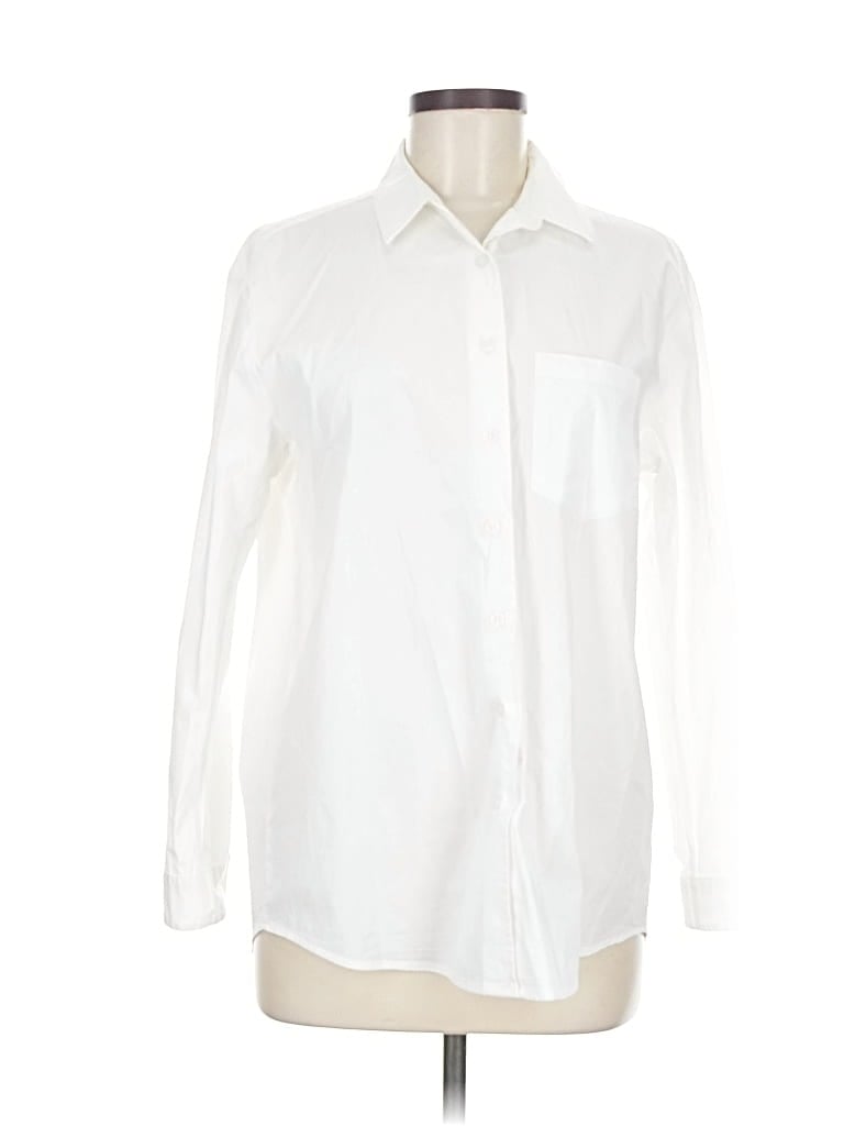 Pre-owned Asos Design Long Sleeve Button Down Shirt In White