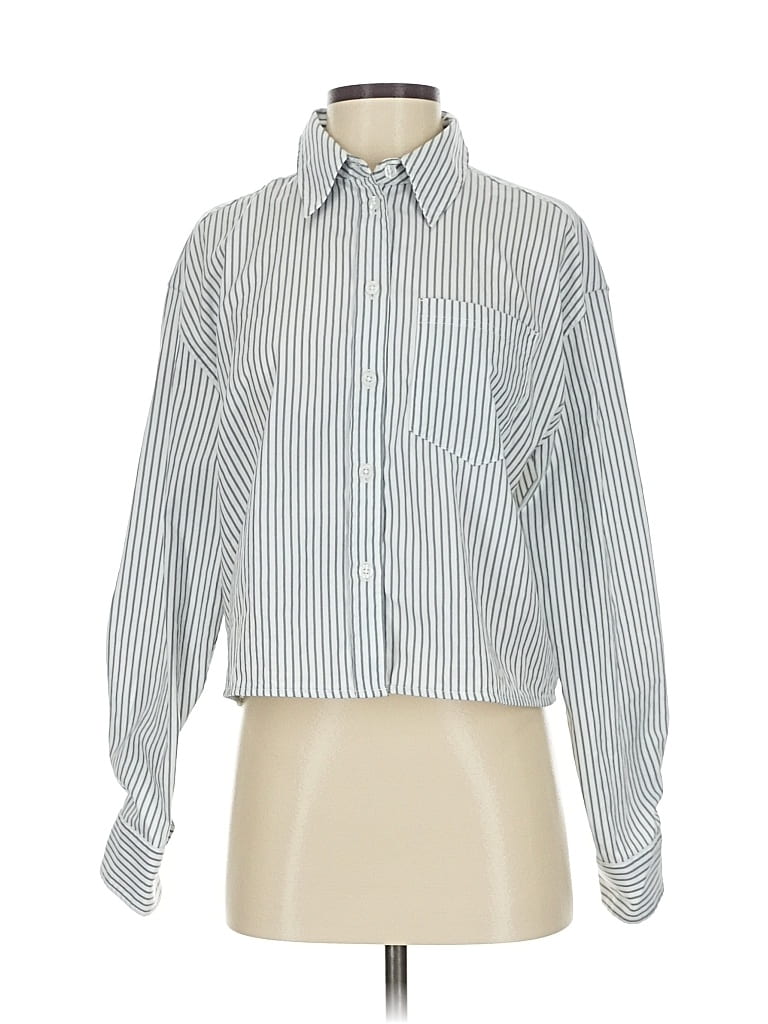 Pre-owned Athleta Long Sleeve Blouse In White