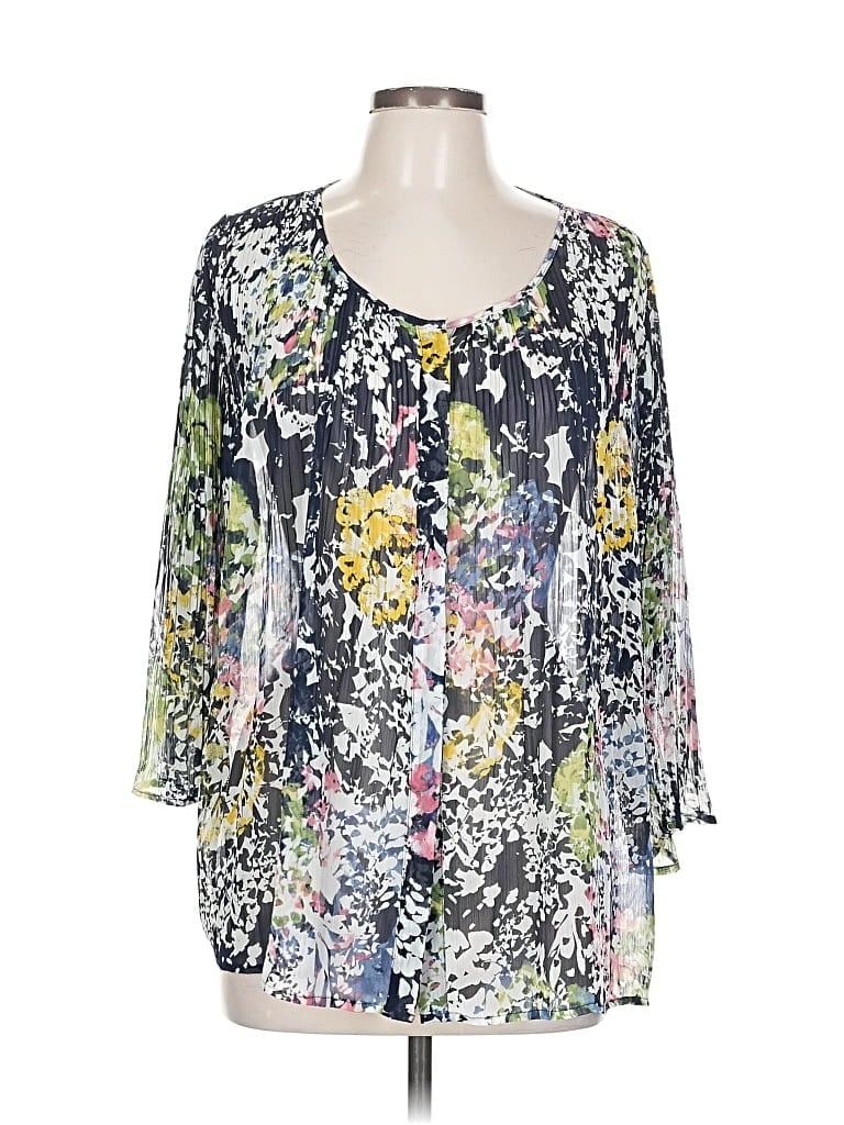 Pre-owned Liz Claiborne 3/4 Sleeve Blouse In Black