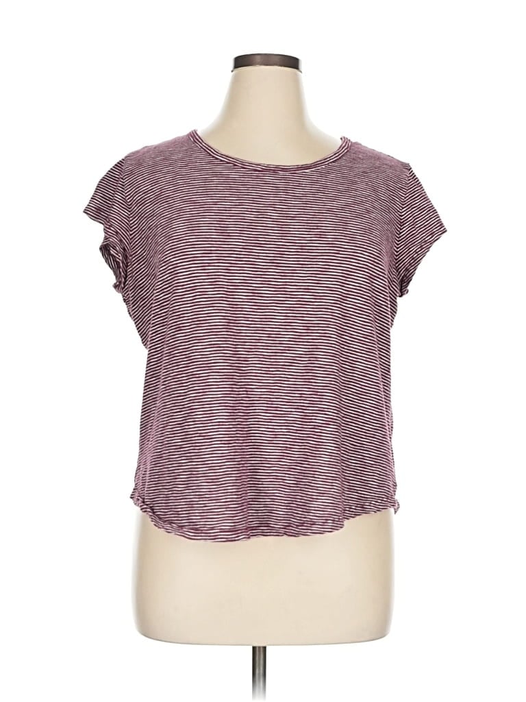 Pre-owned Gap Outlet Short Sleeve Top Burgundy Crew Neck Tops