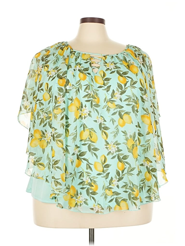 Pre-owned Cato 3/4 Sleeve Blouse In Green