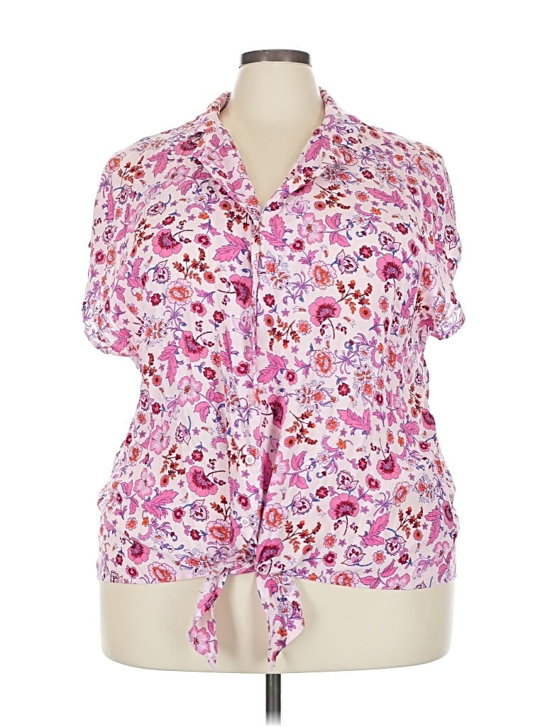 Pre-owned Torrid Short Sleeve Blouse In Pink
