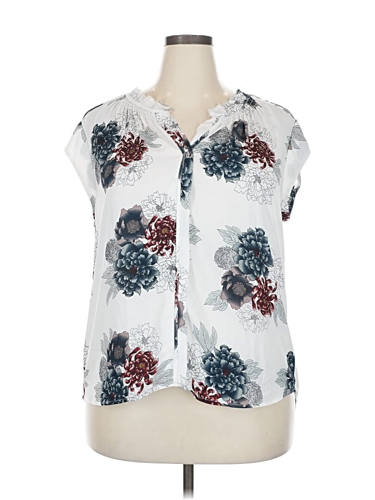 Pre-owned Daniel Rainn Short Sleeve Blouse In White