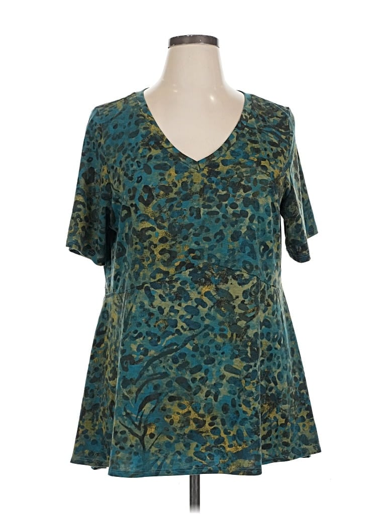 Pre-owned Lularoe Short Sleeve Blouse In Blue