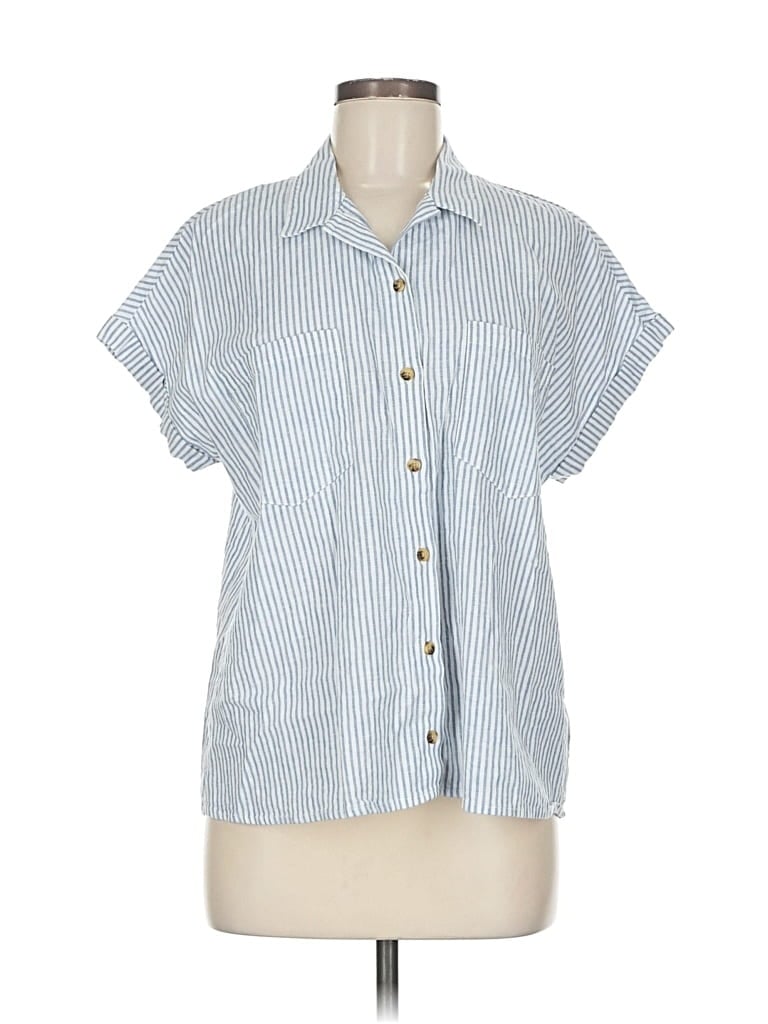 Pre-owned Jachs Girlfriend Short Sleeve Button Down Shirt In White