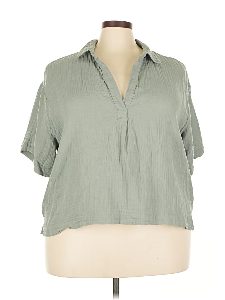 Pre-owned Gap Short Sleeve Blouse In Green
