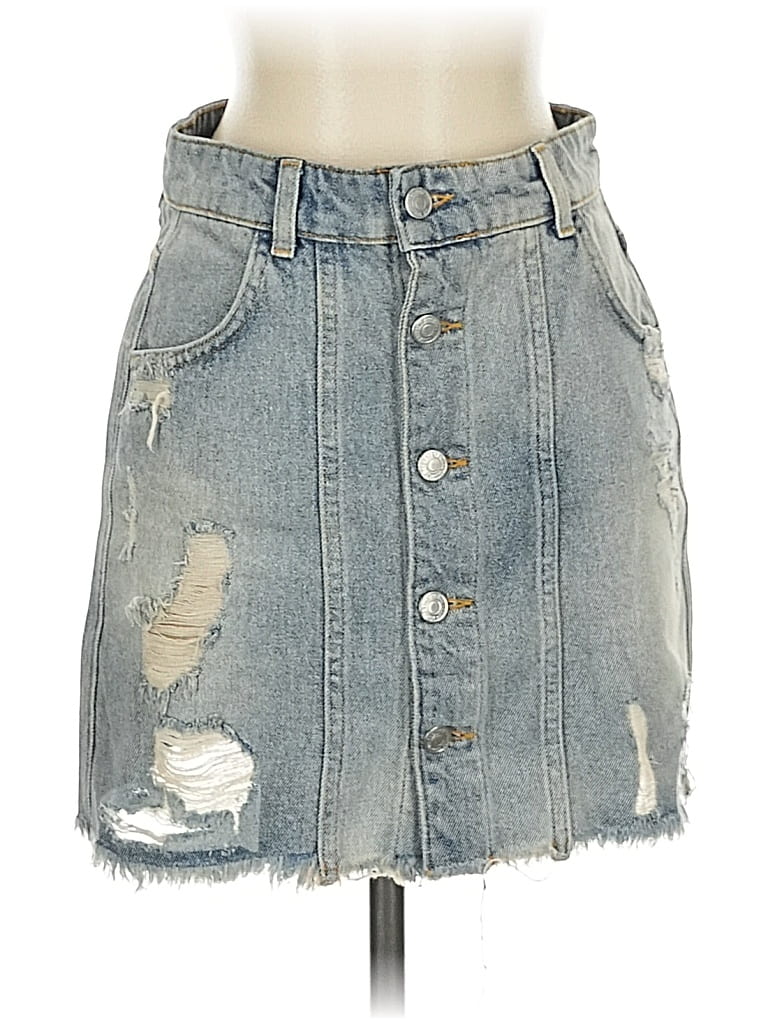 Pre-owned Free People Denim Skirt In Blue