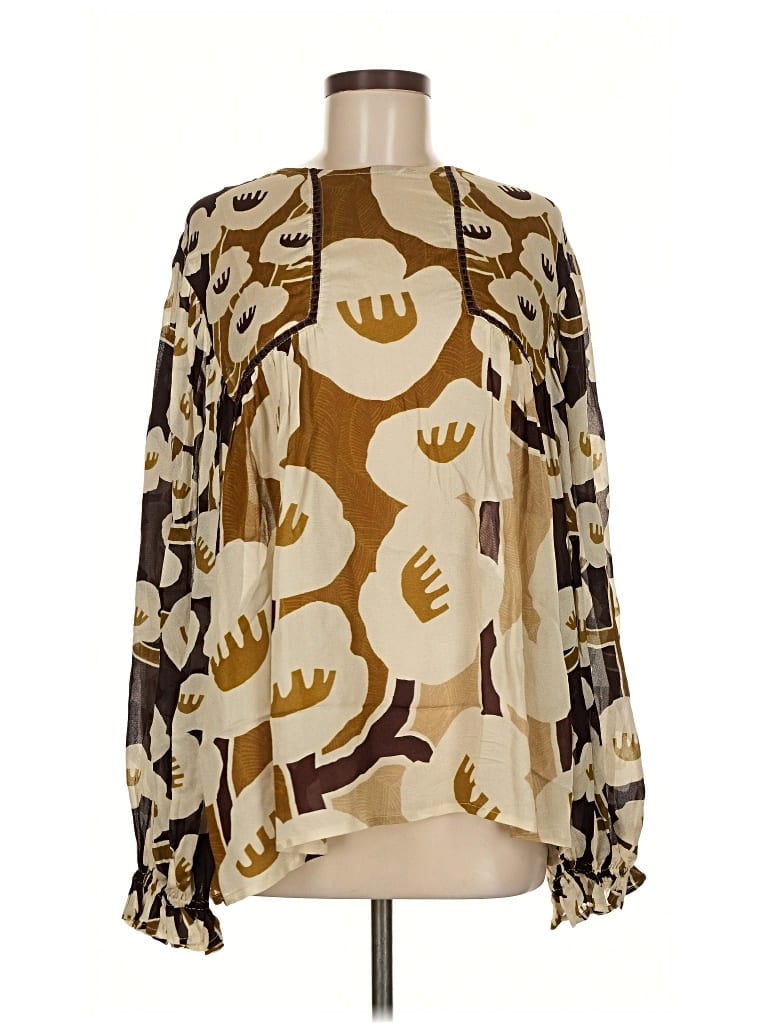 Pre-owned Blank London Long Sleeve Blouse In Brown