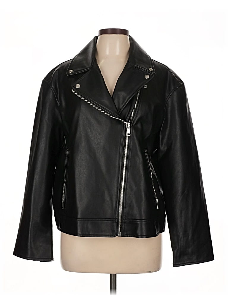 Pre-owned Gap Faux Leather Jacket In Black