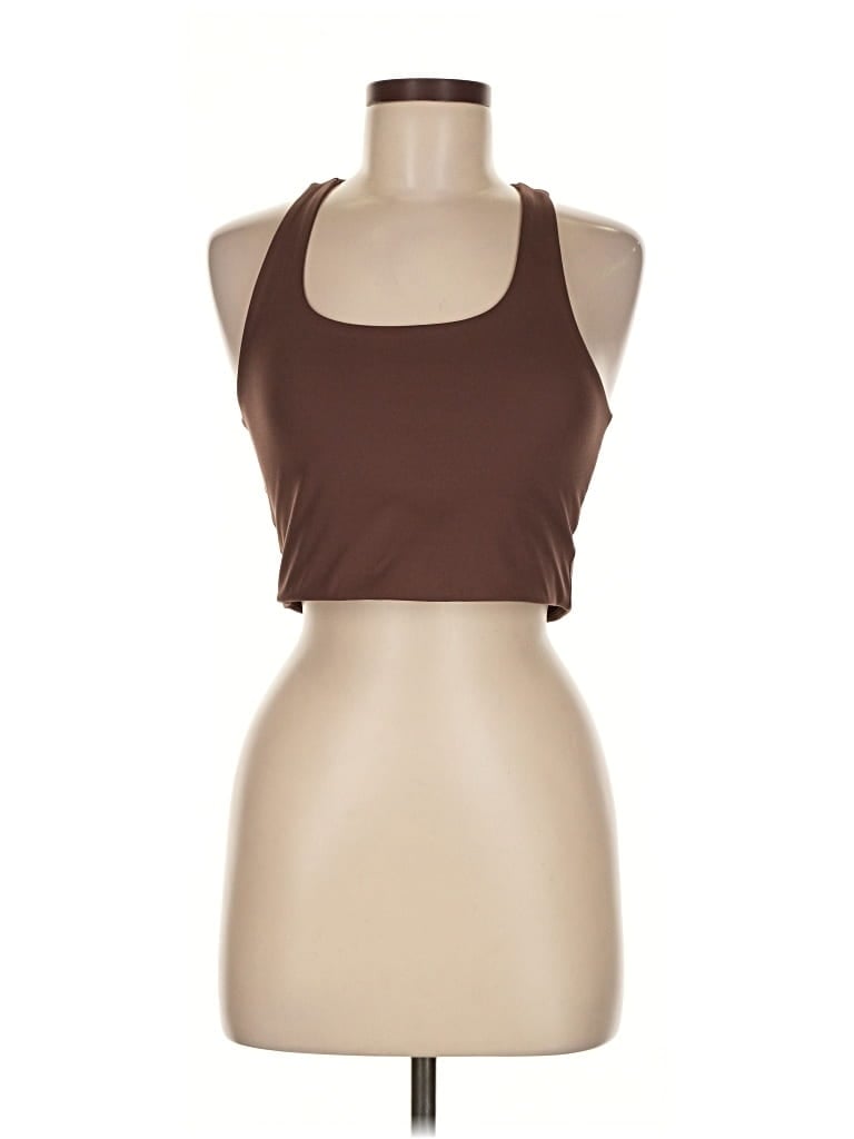 Pre-owned Girlfriend Collective Tank Top Brown Halter Neckline Tops