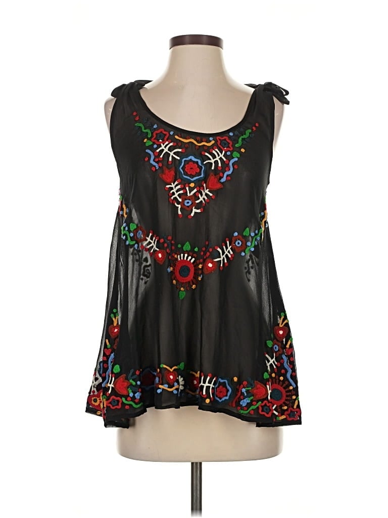 Pre-owned Plenty By Tracy Reese Sleeveless Silk Top Black Strapless Neckline Tops